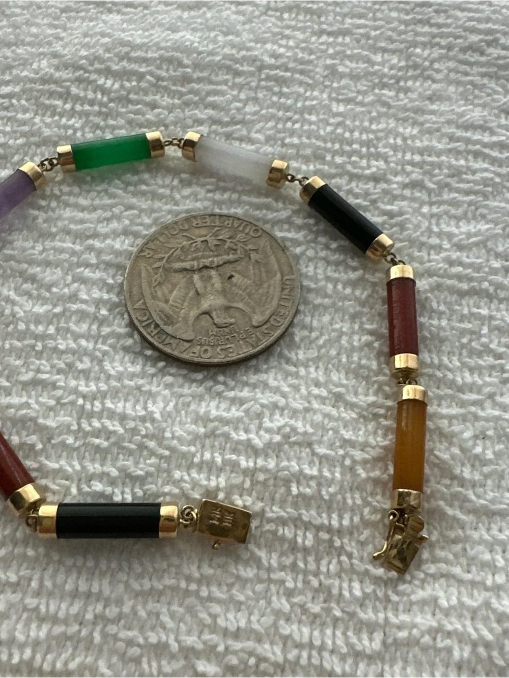 Multicolor Bead Gold-Tone Tube Bracelet - Women’s Jewelry 14k